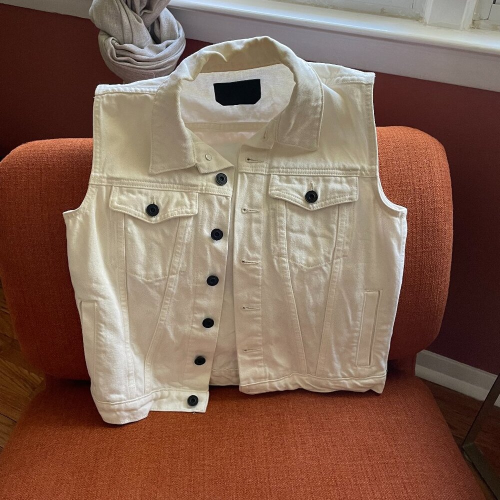 Proenza Schouler White Denim Collared Button Vest